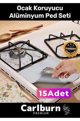 Premium Seri Yağ Kir Koruyucu İz Bırakmaz Kolay Temizlenir Ocak Koruyucu Alüminyum Ped Seti 15 Adet