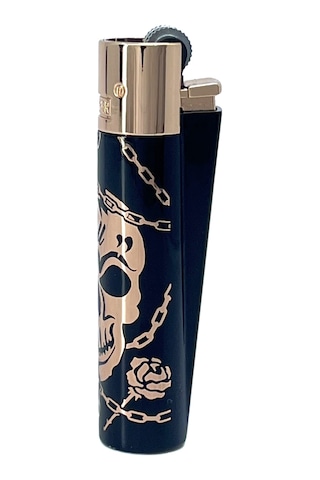 Clipper Deadly Chains Serisi Metal Çakmak - Rose Gold Siyah