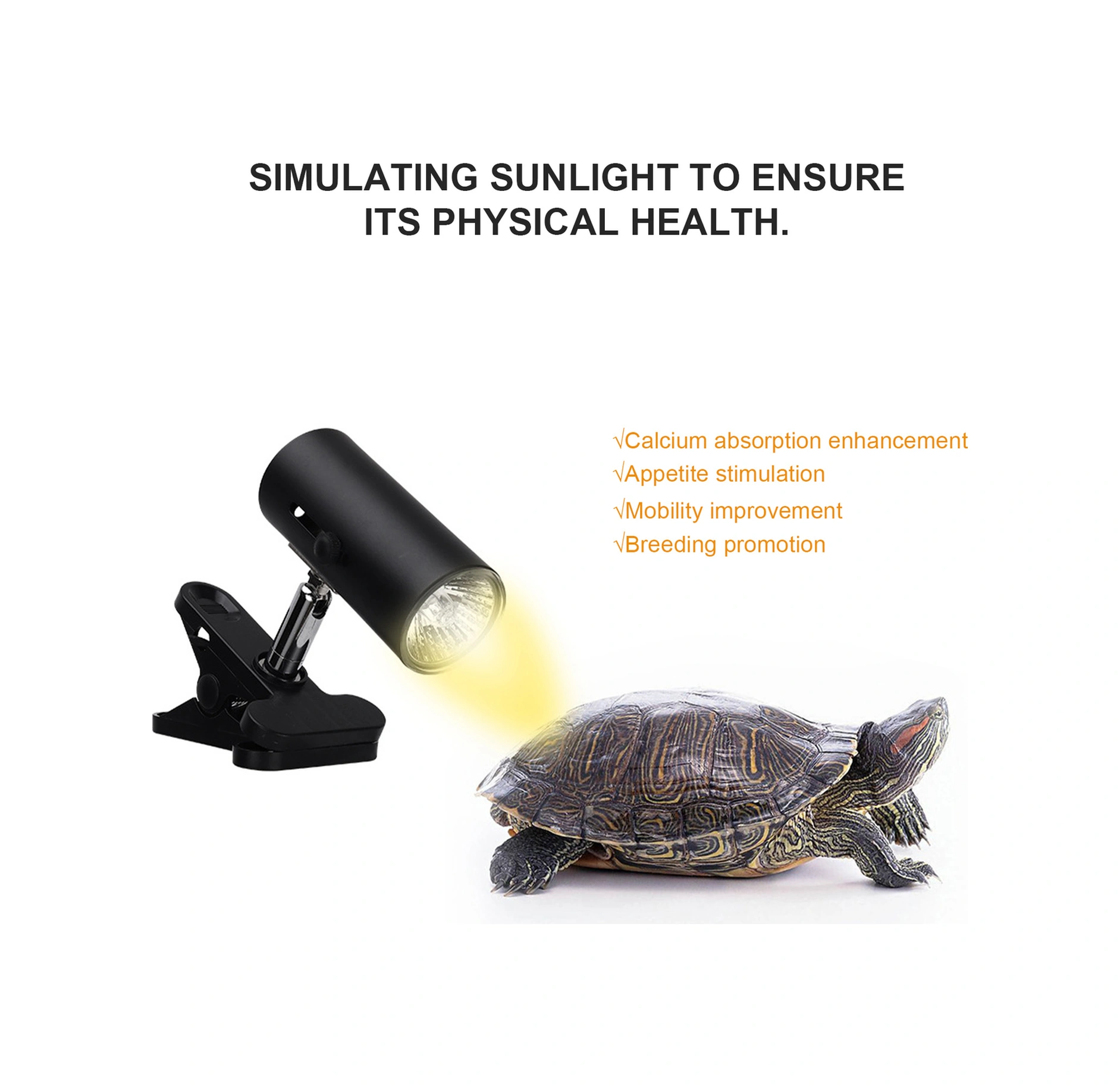 Skycity Sürüngenler İçin Isıtıcı Işık, Güneş Işığı Simülasyonu, E27 Vida, 50w Ampul, Döner Bağlantı, Avrupa Standartı, Siyah Siyah