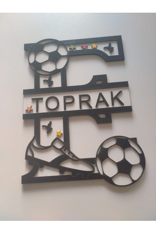 Çocuk Odası Kapı Veya Duvar Süsü Kişiye Özel İsim Yazılı Beyaz - Siyah