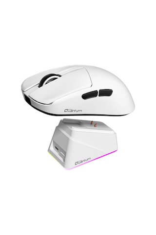 Quantum Gaming Fluxmouse G13 Pro 1000hz Paw3311 Rgb Şarj İstasyonlu 22.000 Dpı Kablosuz Beyaz Gaming Mouse