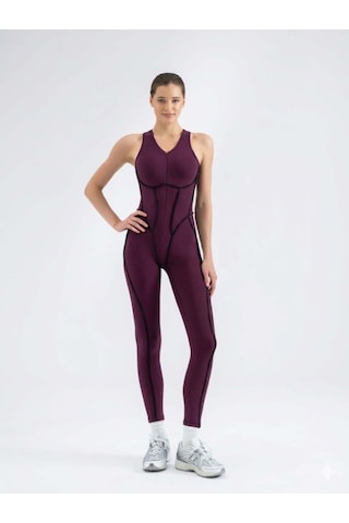 Lismina Mürdüm Rengi Sculpt Line Askılı Spor Tayt Tulum