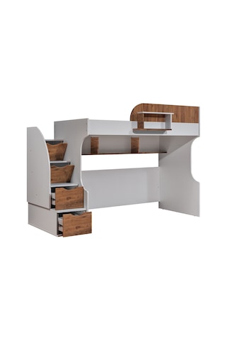 Ranza, Aura Ranza Karyola Masa 3 Kapaklı Dolap + 2 Comfort Yatak Beyaz - Ceviz 90 X 190 CM