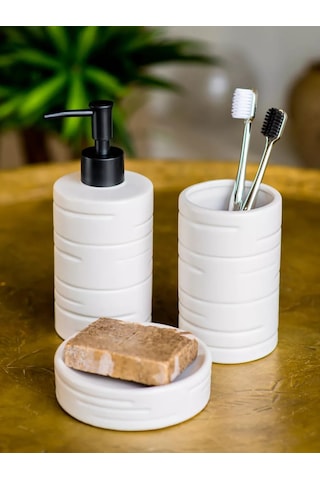 Nd Home Banyo Seti 3 Parça Dozajlayıcı/hazne/sabunluk 222150848 Beyaz