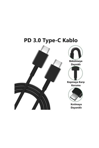 5 Adet 25w Süper Hızlı Typec Çıkışlı Başlık Adaptör Ve Typec To Typec 1m Kablo Şarj Set