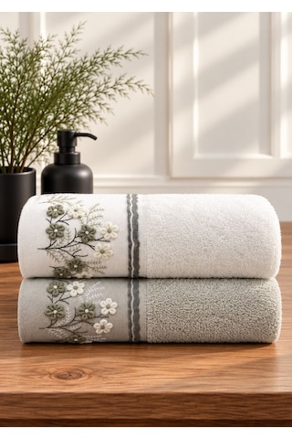 Özdilek Ditsy Garden Havlu Seti 2'li / 50 X 90 Yeşil-krem/yeşil