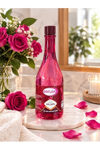 Seruse Gıdaya Eklenebilir İçilebilir Gıdaya Uygun Gül Aromalı Gül Suyu 400 ML
