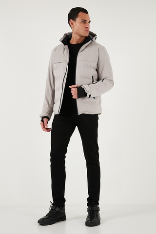 Buratti Regular Fit Kapüşonlu Kapitoneli Erkek Mont 497Dean Taş