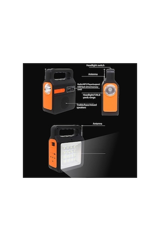Ysf-200 Bluetooth Hoparlör Güneş Enerjili Kamp Lambası Fm Radyolu Müzik Mp3 Çalar Powerbank Özellikli Taşınabilir Solar Panel Sistemi