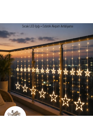 Yıldız Figürlü Perde Peri Led 3x3 Metre Dekoratif Işık Yeni Nesil