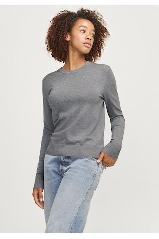 Jack & Jones Kadin Bisiklet Yaka Uzun Kollu Kazak - Cara 12255368 Medium Grey Melange Kırmızı
