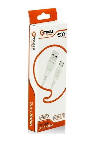 Ktools Eco 2A 1 Metre Beyaz Mıcro Data Kablo
