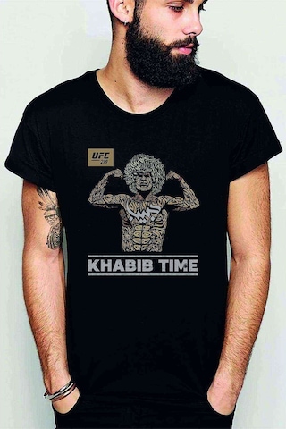 Ufc Khabib Time Baskılı Siyah Erkek Tshirt