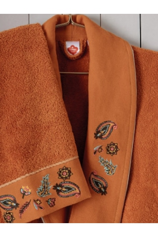 Cottonbox Folk Art Aile Bornoz Seti Dalila Tarçın-antrasit Antrasit