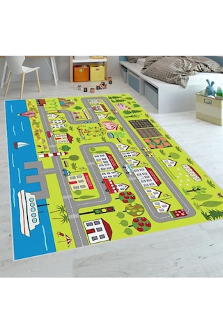 Eliana Home Baskılı, Yıkanabilir Kaymaz Taban Çocuk Halısı Eli4102-sd630 Yeşil