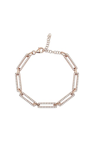 Bakla Gümüş Bileklik Zirkon Taşlı Rose (528167233)