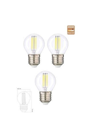 Led Filament Rustik Ampul 6 Watt E27 Beyaz Işık 3'lü Erd-247