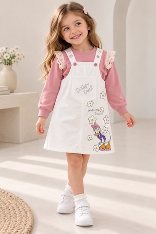 Nota Kids Kız Çocuk Çiçek Baskılı Gabardin Jile Elbise Takımı Dantel Detaylı Sweatshirtlü 2'li Takım Beyaz Nota Kids Kız Çocuk Çiçek Baskılı Gabardin Jile Elbise Takımı Dantel Detaylı Sweatshirtlü 2'li Takım Beyaz