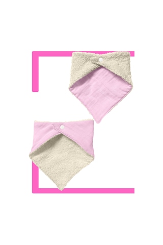 Bebek Ağız Bezi Salya Önlüğü Fular Çok Amaç 2'li P-bej Pembe - Krem