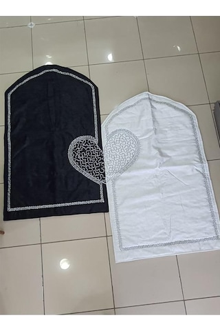 Çeyizdiyarı Sevda Kadife 2'li Seccade Takımı Siyah Gümüş Siyah - Gümüş