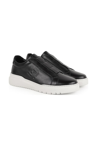 Libero Erkek Sneaker Siyah %100 Hakiki Deri Bağcıksız Geçmeli Pratik Giyim Hafif Beyaz Eva Taban Ayakkabı L5863