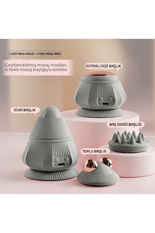 Relaxus 4 Başlıklı Silikon Vücut Masaj Aleti Şarjlı
