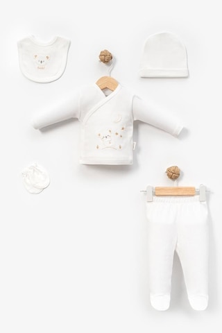 Bebitof %100 Pamuk Sevimli Yavru Koala Desenli 5 Parça Yenidoğan Hastane Çıkışı Zıbın Seti Bbtf.ekr.20231 Ekru