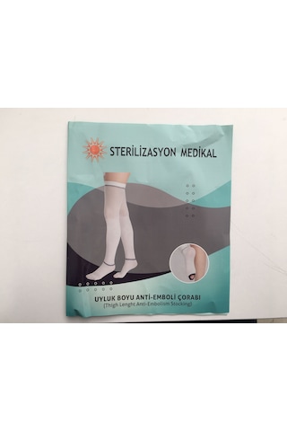 Emboli Çorabı Beyaz Standart L Açık Diz Üstü