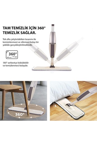 Hymark Sprey Mop Su Deterjan Hazneli 360 Derece Dönen Mikrofiber Bez Temizlik Seti