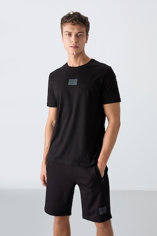 Tommy Life Siyah Pamuklu Yumuşak Dokulu Standart Fit Baskılı Erkek Şortlu Takım - 85243