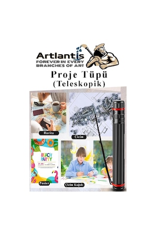 Proje Tüpü Dar 1 Adet 35x50 Cm Resim Kağıdı 25 Adet Dereceli Resim Kalemi Bozuka Proje Tüpü Silindir Proje Tüpü