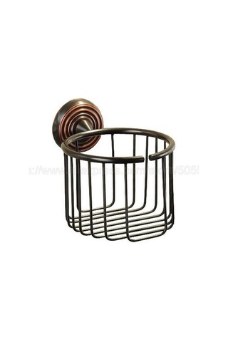 Yağ Ovuşturdu Bronz Havlu Sepeti Tuvalet Avrupa Yuvarlak Rulo Tuvalet Kağıdı Tutucu Doku Tuvalet Aksesuarları Kağıt Tutucular 22 x 13.6 x 11.2 CM