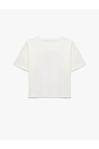 Koton Kedi Baskılı Ekru Kız Çocuk T-shirt 6skg10586ak