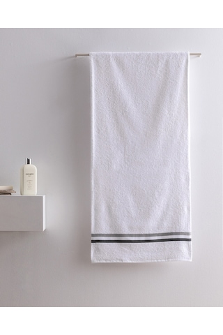 Madame Coco Rosabelle Pamuklu Banyo Havlusu - Beyaz/gri - 70x140 Cm 8684427297308
