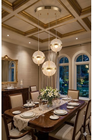3'lü Modern Led Avize Gold