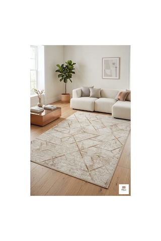 Premium Geometrik Desenli Akrilik Salon Halısı - 462.000 Vuruş Sık Dokuma - Leke Tutmaz Çok Renkli