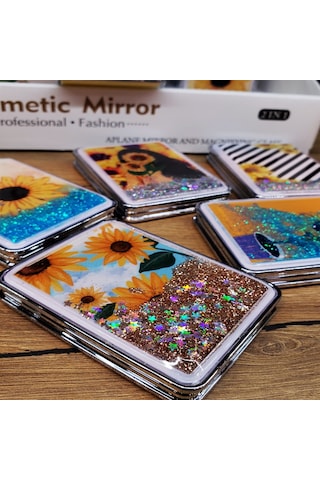 Simli Kapaklı Cep Aynası Renksiz
