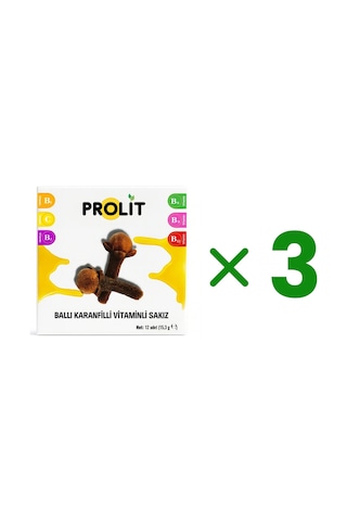 Prolit Ballı Karanfilli Vitamin Destekli Fonksiyonel Sakız 3 Lü Avantaj Paketi
