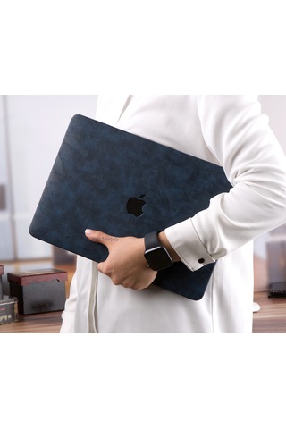 Macbook Air Kılıf 13 İnç Deri Leat01 Eski Usb'li Model 2010-2017 A1369 A1466 İle Uyumlu Lacivert