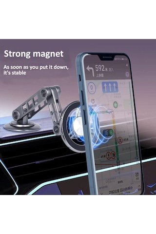 Metal Telefon Tutucu Katalanabilir 360 Dönen Manyetik Mıknatıslı Araç Telefon Tutucu
