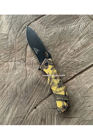 Gerber Carbon Çelik Özel Cep Çakısı Kamp Çakısı Açacak Çekiçli Cep Bıçak 22cm Siyah Sarı