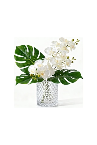 Paşacam Kristal Desenli Mini Vazo 10cm Genişlik X 10cm Uzunluk Mumluk Beyaz