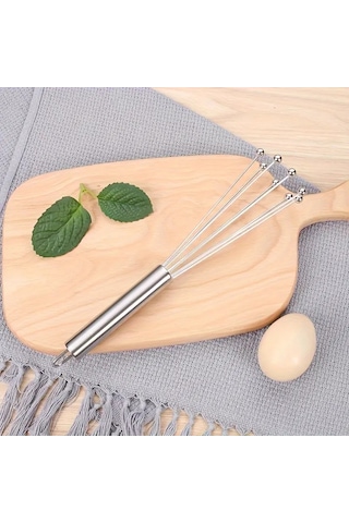 Rotanev Yeni Nesil Ayarlanabilir Paslanmaz Çelik Metal Boncuk Top Uçlu Yumurta Çırpıcı Sos Karıştırıcı Gri