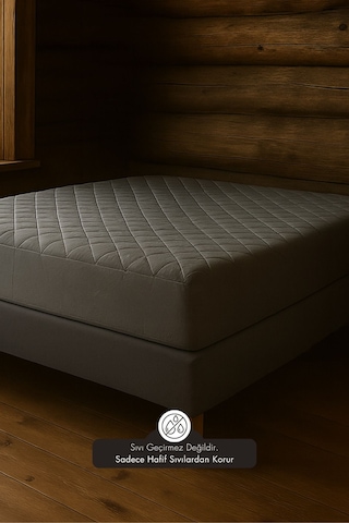 Yatak Alezi Pamuklu Kapitone Fitted Full Kenar Yatak Koruyucu Gri Gri