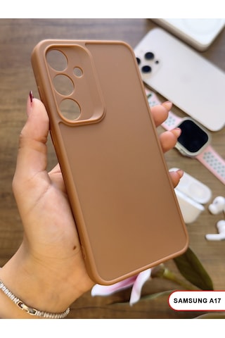 Samsung Galaxy A17 Uyumlu Kamera Korumalı Darbeye Dayanıklı Renk Atmayan Keep Silikon Kılıf Kahverengi