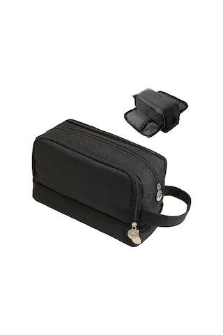 Mufunye 7 Bölmeli Geniş Kapasiteli Kanvas Kalem Çantası - Okul Ofis Stoklarını Düzenleyen Taşınabilir Çantam Siyah Siyah