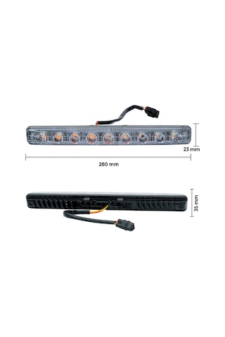 Mega Oto Market 12v 9 Ledli 36w Beyaz Gündüz Ledi - Sarı Sinyalli Ip4 Metal Kasa