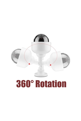 Sahte Güvenlik Kubbe Kamerası, Kukla Şekil Yanıp Sönen Güvenlik 360 Rotasyon Kamerası Yanıp Sönen Kırmızı Led Işık