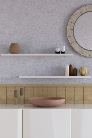 Yankı-BYEG 2li 70 cm Mat Beyaz Mdf Duvar Rafı Gizli Bağlantı Kitaplık