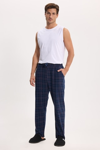 Tudors Erkek Standart Fit Normal Kesim Pamuklu Kareli Beli Bağcıklı Cepli Lacivert Pijama Altı-51259